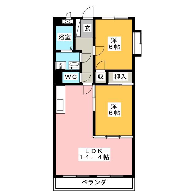 エリジオンII(2LDK/1階)の間取り写真