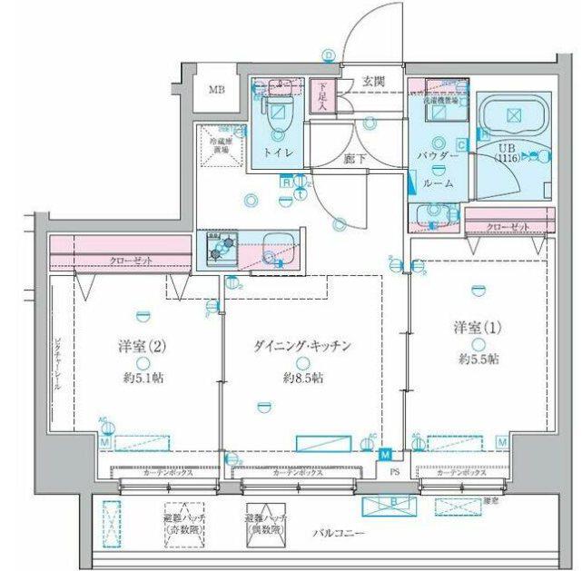 ジェノヴィア白糸ガーデン(2DK/6階)の間取り写真
