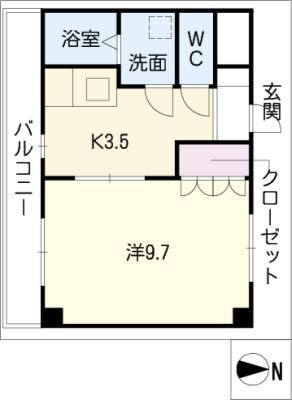 プレサス(1K/2階)の間取り写真