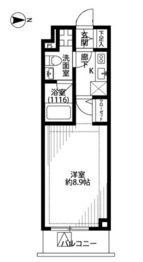プレール・ドゥーク新宿中落合(1K/4階)の間取り写真