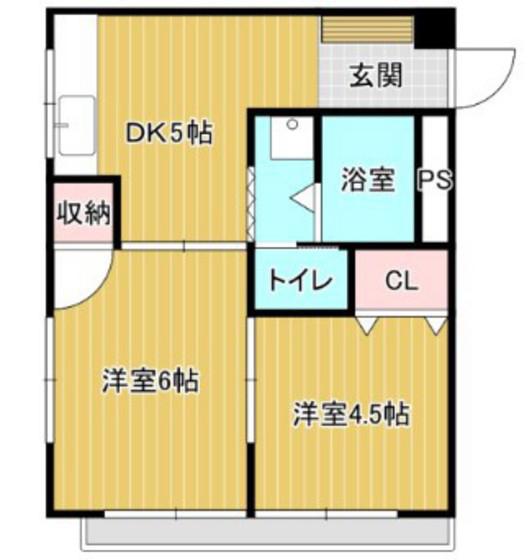 光苑ハイム(2DK/1階)の間取り写真