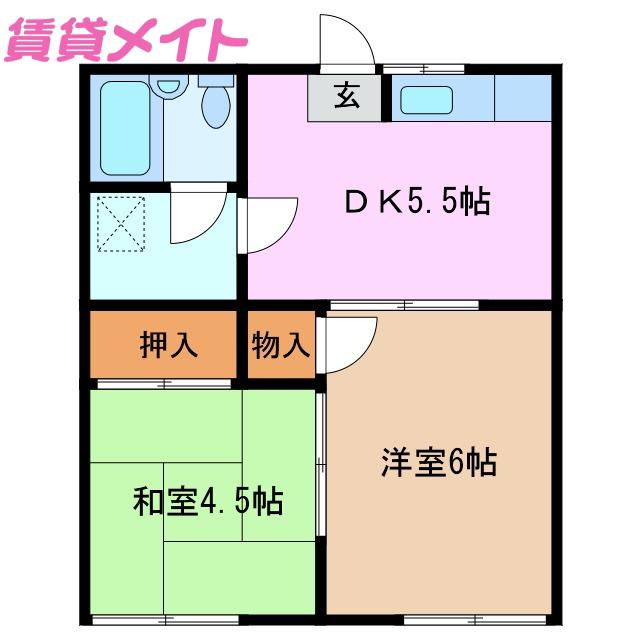 コーポ小平(2DK/1階)の間取り写真
