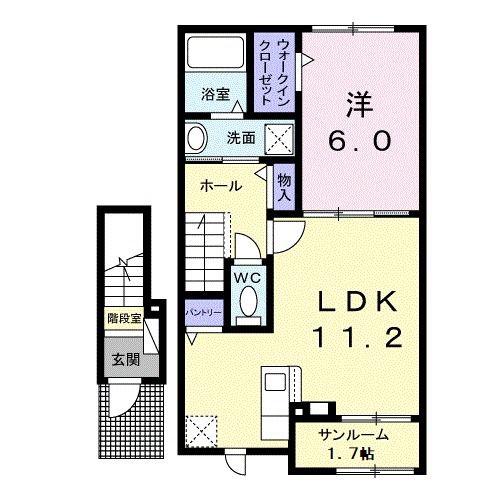 アナベル(1LDK/2階)の間取り写真