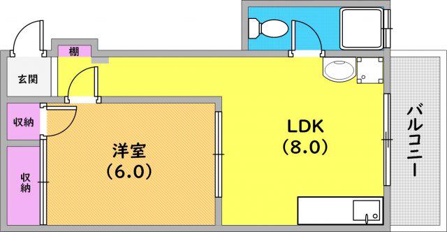 西山ビル(1LDK/5階)の間取り写真