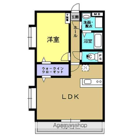 ティアラ・ハイツ日当平(1LDK/2階)の間取り写真