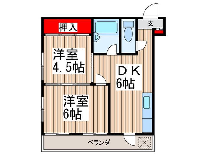 みのりハイツ(2DK/2階)の間取り写真