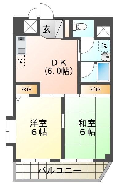 いづみマンション一ツ橋(2DK/3階)の間取り写真