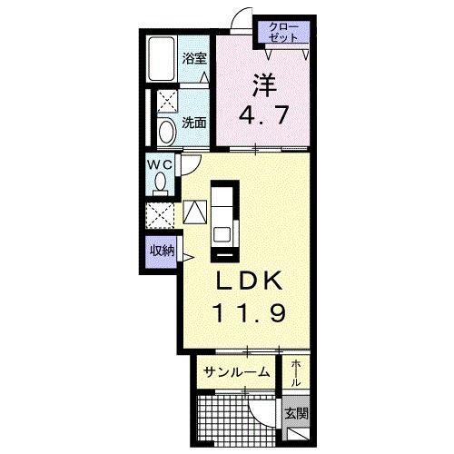 ＪＲ日豊本線 宮崎駅 バス乗車時間：15分 最寄りバス停で下車 徒歩7分 2階建 築13年(1LDK/1階)の間取り写真