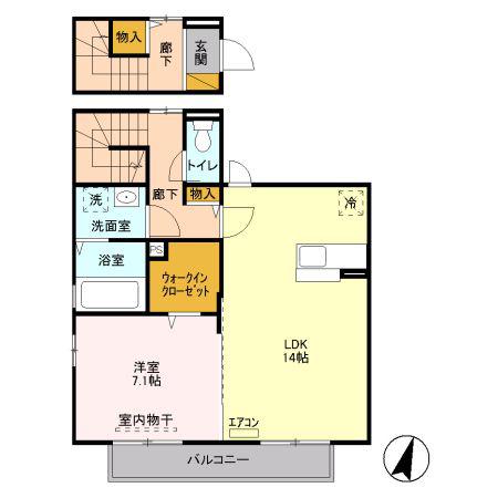 サンパティークII(1LDK/2階)の間取り写真