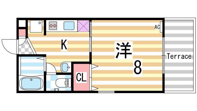 ラルゴ忍ヶ丘(1K/1階)の間取り写真