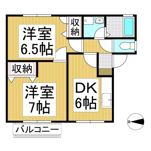 フラッツ山崎(2DK/1階)の間取り写真