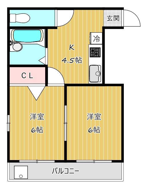 オーナーズマンション西明石(2K/5階)の間取り写真