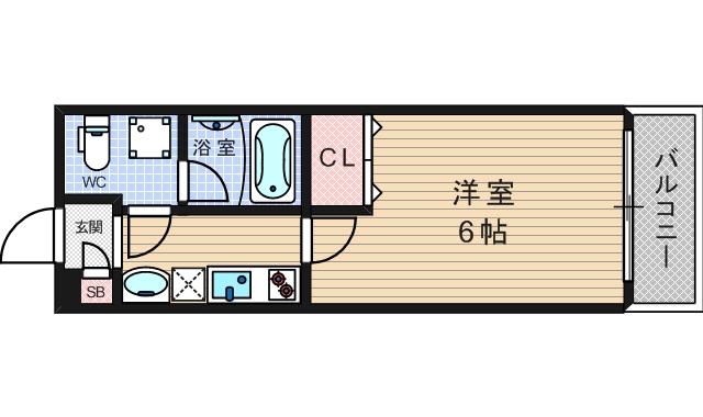 レオンコンフォート難波(1K/2階)の間取り写真