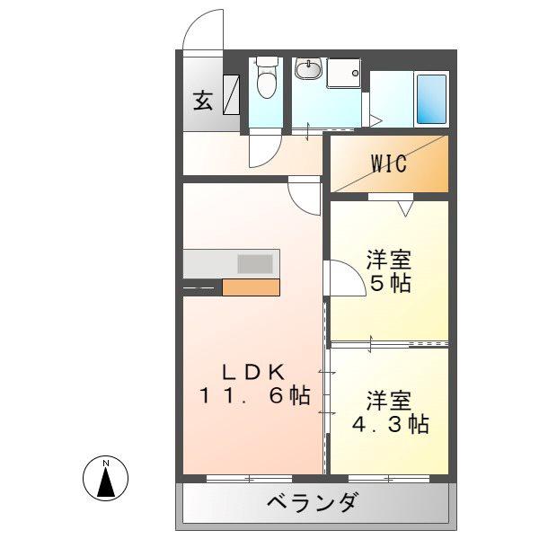 グランハウス長島(2LDK/2階)の間取り写真