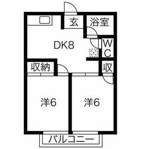 RIVER・S唐瀬(2DK/2階)の間取り写真