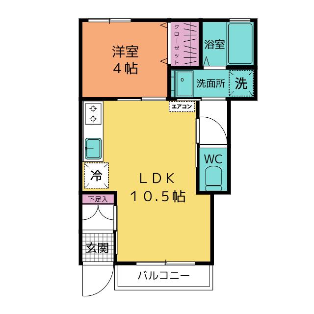 LA CASA SEGURA(1LDK/1階)の間取り写真