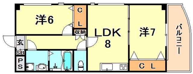 RELIEF片山町(2LDK/3階)の間取り写真