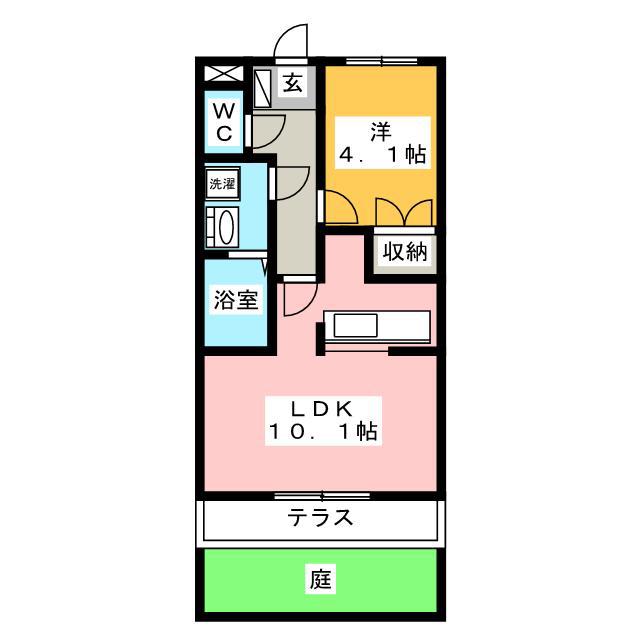 フラッシュ(1LDK/1階)の間取り写真