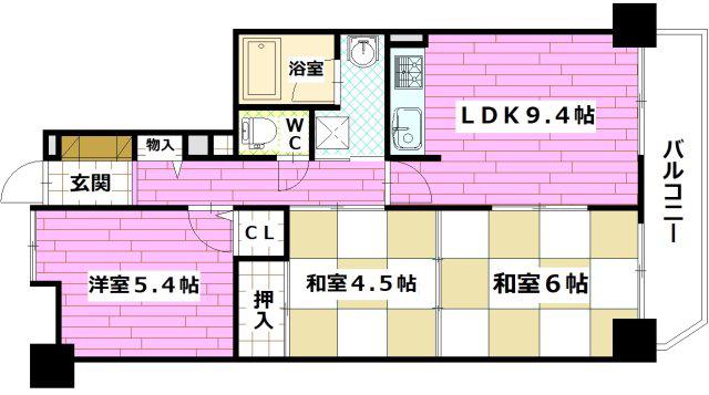 藤和ハイタウン矢野(3LDK/9階)の間取り写真