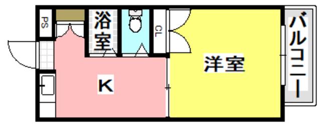茨木フラワーハイツ(1K/3階)の間取り写真