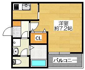 BRAVE BASE針摺南(1K/3階)の間取り写真