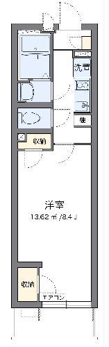 クレイノレジデンス追分(1K/4階)の間取り写真