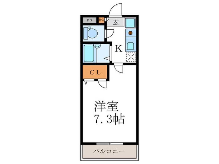 ミアカーザかどの(1K/1階)の間取り写真