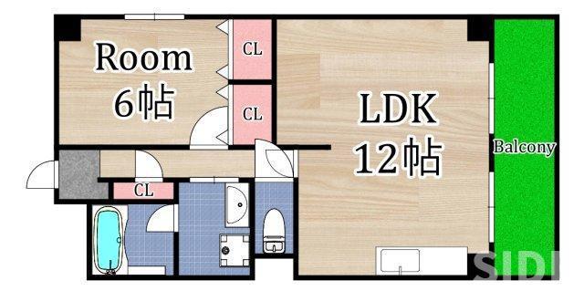 エルプラド京橋7号棟(1LDK/9階)の間取り写真