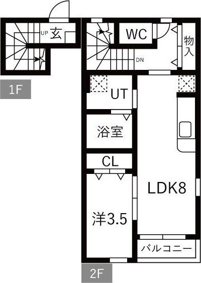 WISPERIA穂波(1LDK/2階)の間取り写真