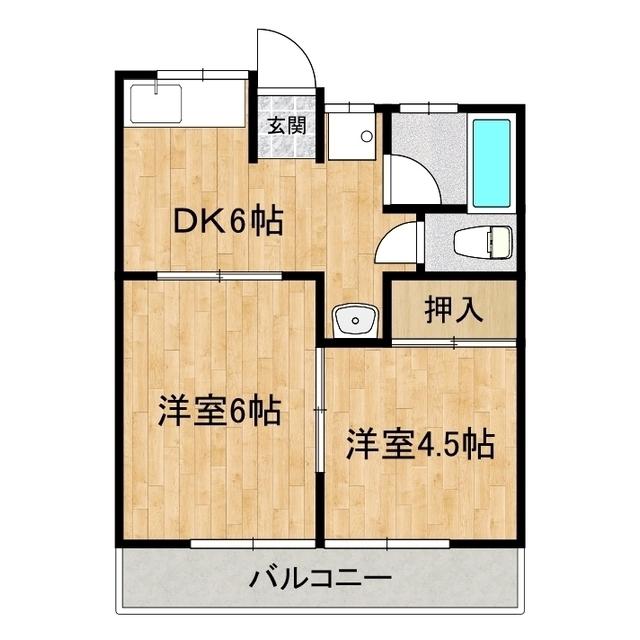 ヴェイル高見原A(2DK/2階)の間取り写真