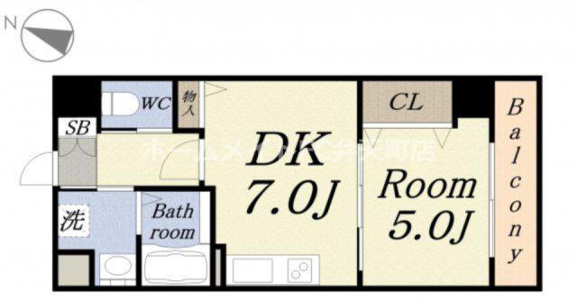 グランコート(1DK/4階)の間取り写真