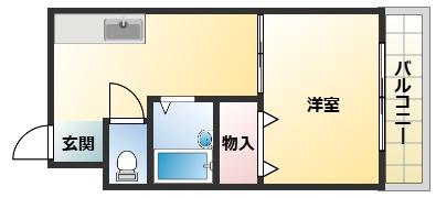 エスパス南巽(1DK/7階)の間取り写真