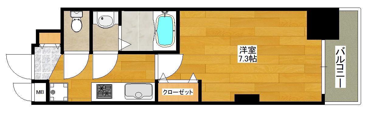 LUXE新大阪V(1K/3階)の間取り写真