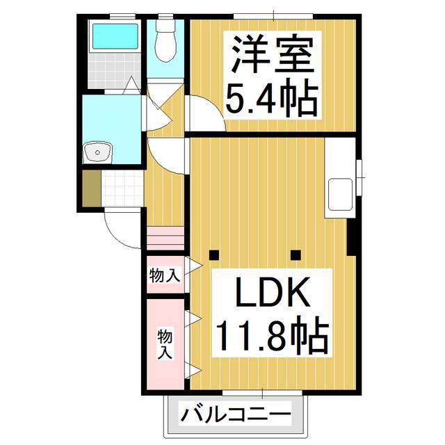 フレグランス一由A棟(1LDK/1階)の間取り写真