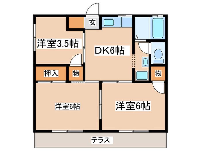 ファミールK(3DK/1階)の間取り写真