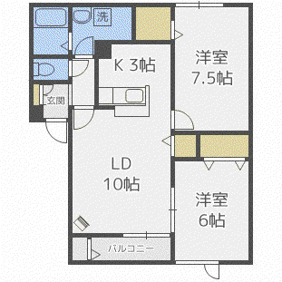 ファミール元町(2LDK/2階)の間取り写真