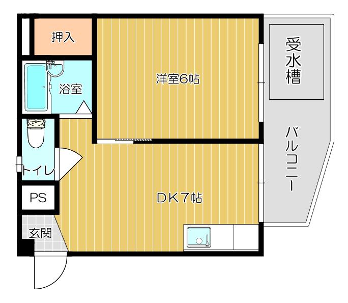 前畑ハイツ(1DK/1階)の間取り写真