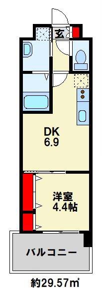 行橋センタービル(1DK/7階)の間取り写真