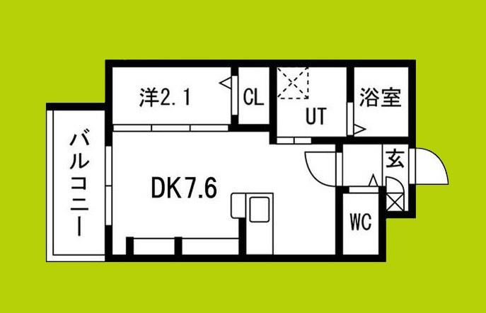 九間町シーエム・サンク(1DK/3階)の間取り写真