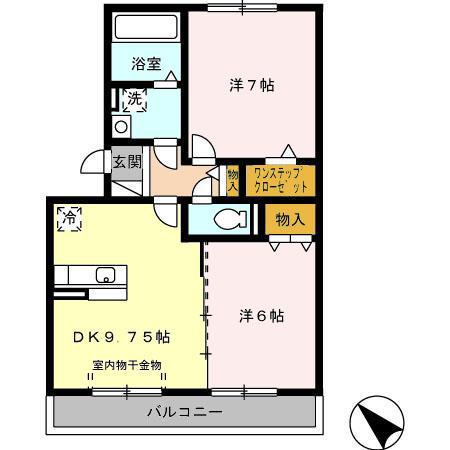 スタースレイプ(2DK/3階)の間取り写真