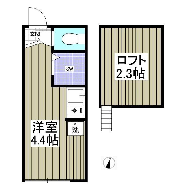 アーバンプレイス沼袋B棟(ワンルーム/2階)の間取り写真