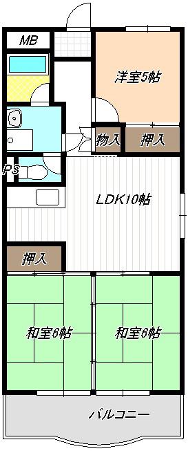 油屋ハイツ中野(3LDK/4階)の間取り写真
