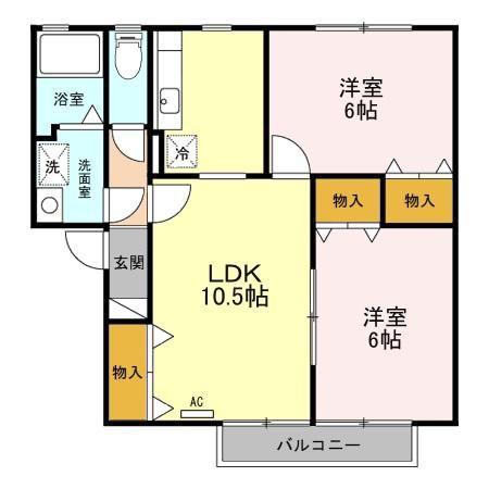 グレース富士見 A(2LDK/2階)の間取り写真