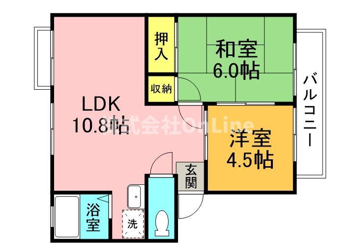 アーバン石田(2LDK/1階)の間取り写真