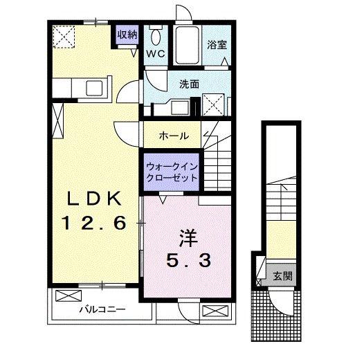 ハピネス SUGIURA(1LDK/2階)の間取り写真