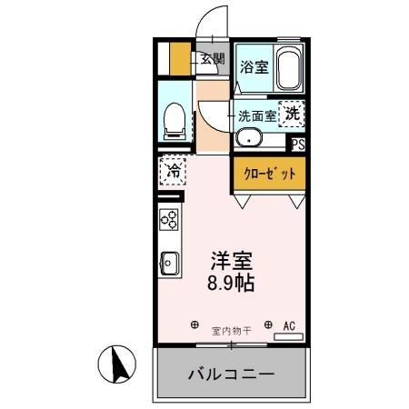 OHANAオハナ(ワンルーム/3階)の間取り写真