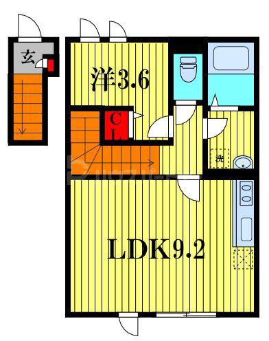 アムール CLEF 3(1LDK/2階)の間取り写真