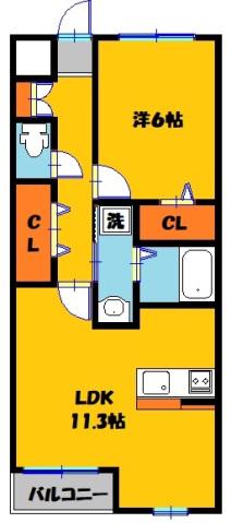 ラックスコート(1LDK/2階)の間取り写真