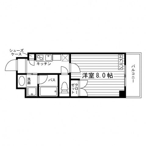 HILLOCK COURT(1K/3階)の間取り写真