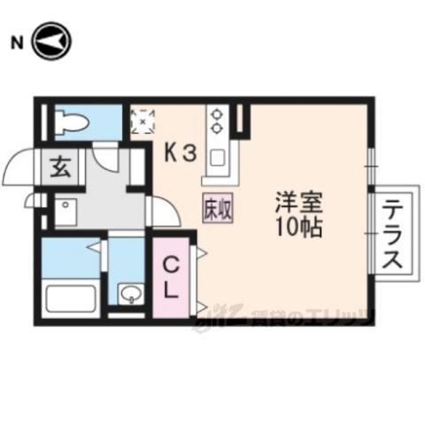 クローバー(ワンルーム/1階)の間取り写真